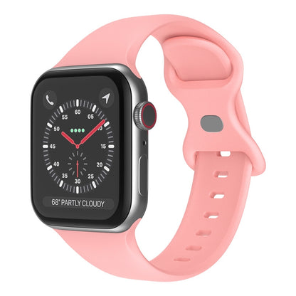 Butterfly Buckle Silicone Watch Band, Size: S For Apple Watch Ultra 49mm&Watch Ultra 2 49mm / Series 9&8&7 45mm / SE 3&SE 2&6&SE&5&4 44mm / 3&2&1 42mm(Light Pink) by bashfashion
