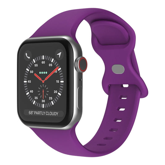 Butterfly Buckle Silicone Watch Band, Size: S For Apple Watch Ultra 49mm&Watch Ultra 2 49mm / Series 9&8&7 45mm / SE 3&SE 2&6&SE&5&4 44mm / 3&2&1 42mm(Dark Purple) by bashfashion