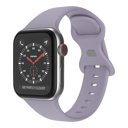 Butterfly Buckle Silicone Watch Band, Size: S For Apple Watch Ultra 49mm&Watch Ultra 2 49mm / Series 9&8&7 45mm / SE 3&SE 2&6&SE&5&4 44mm / 3&2&1 42mm(Lavender Grey) by bashfashion