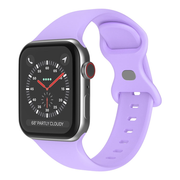 Butterfly Buckle Silicone Watch Band, Size: S For Apple Watch Ultra 49mm&Watch Ultra 2 49mm / Series 9&8&7 45mm / SE 3&SE 2&6&SE&5&4 44mm / 3&2&1 42mm(Purple) by bashfashion