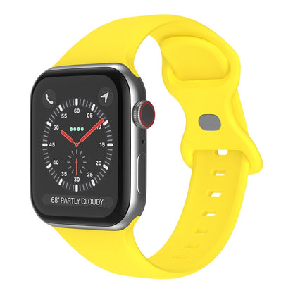 Butterfly Buckle Silicone Watch Band, Size: S For Apple Watch Ultra 49mm&Watch Ultra 2 49mm / Series 9&8&7 45mm / SE 3&SE 2&6&SE&5&4 44mm / 3&2&1 42mm(Yellow) by bashfashion