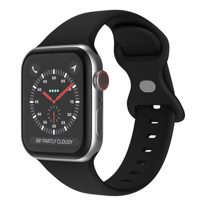 Butterfly Buckle Silicone Watch Band, Size: L For Apple Watch Series 9&8&7 41mm / SE 3&SE 2&6&SE&5&4 40mm / 3&2&1 38mm(Black) by bashfashion