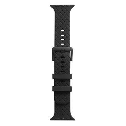 Braided Texture Silicone Watch Band For Apple Watch Ultra 49mm&Watch Ultra 2 49mm / Series 9&8&7 45mm / SE 3&SE 2&6&SE&5&4 44mm / 3&2&1 42mm(Black) by bashfashion