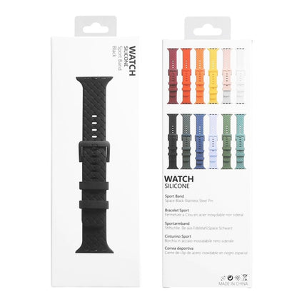 Braided Texture Silicone Watch Band For Apple Watch Ultra 49mm&Watch Ultra 2 49mm / Series 9&8&7 45mm / SE 3&SE 2&6&SE&5&4 44mm / 3&2&1 42mm(Black) by bashfashion
