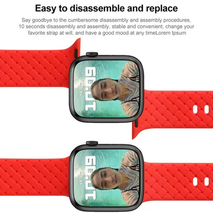 Braided Texture Silicone Watch Band For Apple Watch Ultra 49mm&Watch Ultra 2 49mm / Series 9&8&7 45mm / SE 3&SE 2&6&SE&5&4 44mm / 3&2&1 42mm(Black) by bashfashion