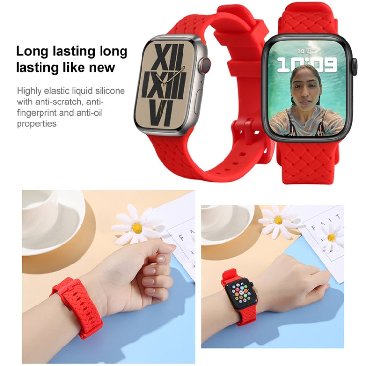 Braided Texture Silicone Watch Band For Apple Watch Ultra 49mm&Watch Ultra 2 49mm / Series 9&8&7 45mm / SE 3&SE 2&6&SE&5&4 44mm / 3&2&1 42mm(Black) by bashfashion