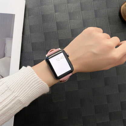 Small Waist Lychee Texture Watch Band For Apple Watch Series 9&8&7 41mm / SE 3&SE 2&6&SE&5&4 40mm / 3&2&1 38mm(White) by bashfashion