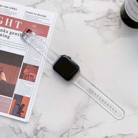 Jelly Transparent Watch Band For Apple Watch Ultra 49mm&Watch Ultra 2 49mm / Series 9&8&7 45mm / SE 3&SE 2&6&SE&5&4 44mm / 3&2&1 42mm(Transparent) by bashfashion