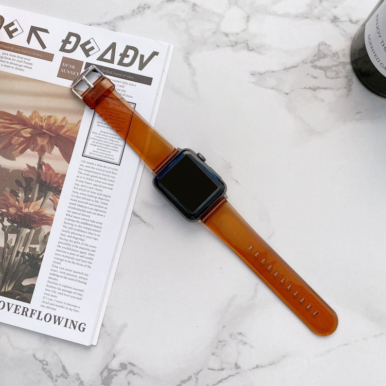 Jelly Transparent Watch Band For Apple Watch Ultra 49mm&Watch Ultra 2 49mm / Series 9&8&7 45mm / SE 3&SE 2&6&SE&5&4 44mm / 3&2&1 42mm(Light Brown) by bashfashion
