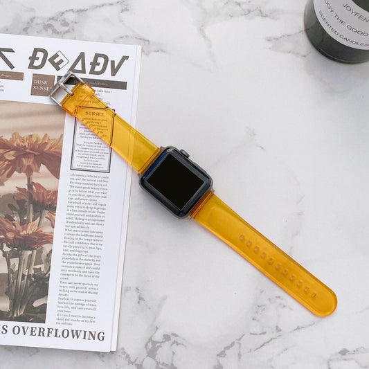 Jelly Transparent Watch Band For Apple Watch Ultra 49mm&Watch Ultra 2 49mm / Series 9&8&7 45mm / SE 3&SE 2&6&SE&5&4 44mm / 3&2&1 42mm(Gold) by bashfashion
