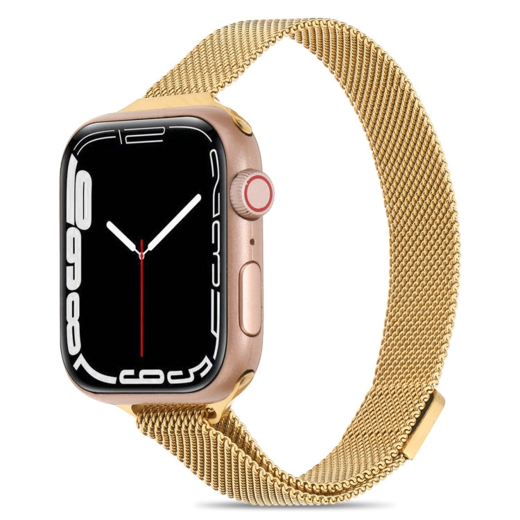Milanese Small Waist Watch Band For Apple Watch Ultra 49mm&Watch Ultra 2 49mm / Series 9&8&7 45mm / SE 3&SE 2&6&SE&5&4 44mm / 3&2&1 42mm(Gold) by bashfashion