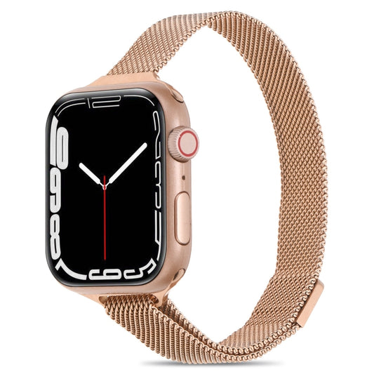 Milanese Small Waist Watch Band For Apple Watch Ultra 49mm&Watch Ultra 2 49mm / Series 9&8&7 45mm / SE 3&SE 2&6&SE&5&4 44mm / 3&2&1 42mm(Rose Gold) by bashfashion