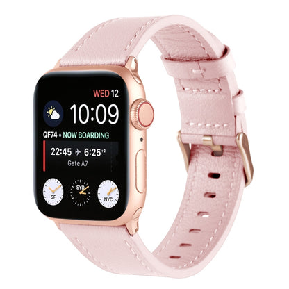 Small Waist Genuine Leather Watch Band For Apple Watch Series 9&8&7 41mm / SE 3&SE 2&6&SE&5&4 40mm / 3&2&1 38mm(Pink) by bashfashion