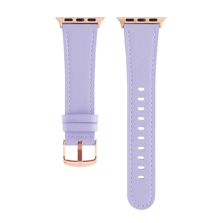 Small Waist Genuine Leather Watch Band For Apple Watch Series 9&8&7 41mm / SE 3&SE 2&6&SE&5&4 40mm / 3&2&1 38mm(Purple) by bashfashion