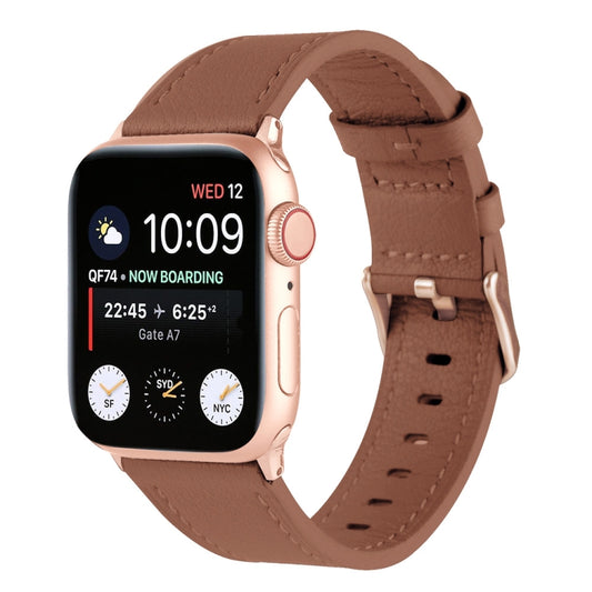 Small Waist Genuine Leather Watch Band For Apple Watch Series 9&8&7 41mm / SE 3&SE 2&6&SE&5&4 40mm / 3&2&1 38mm(Coffee) by bashfashion