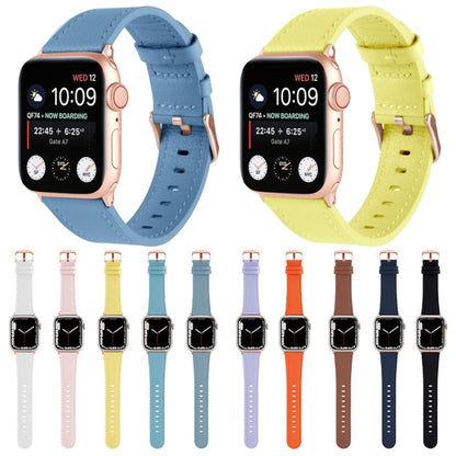 Small Waist Genuine Leather Watch Band For Apple Watch Series 9&8&7 41mm / SE 3&SE 2&6&SE&5&4 40mm / 3&2&1 38mm(Black) by bashfashion