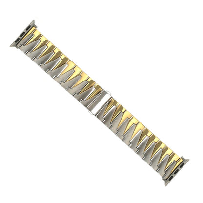 Aluminum Alloy Gear Matte Watch Band For Apple Watch Series 9&8&7 41mm / SE 3&SE 2&6&SE&5&4 40mm / 3&2&1 38mm(Silver Gold) by bashfashion