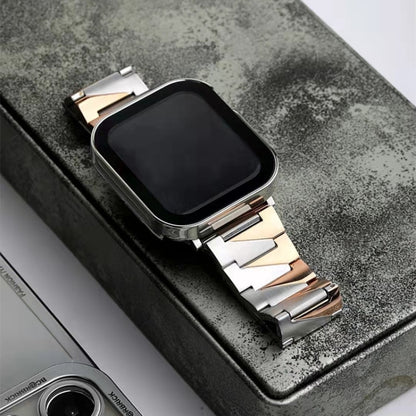 Aluminum Alloy Gear Matte Watch Band For Apple Watch Ultra 49mm&Watch Ultra 2 49mm / Series 9&8&7 45mm / SE 3&SE 2&6&SE&5&4 44mm / 3&2&1 42mm(Silver Rose Gold) by bashfashion