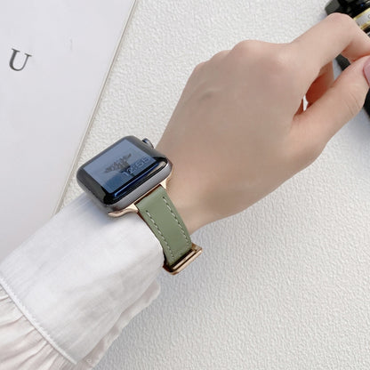 Plain Leather Watch Band For Apple Watch Series 9&8&7 41mm / SE 3&SE 2&6&SE&5&4 40mm / 3&2&1 38mm(A) by bashfashion