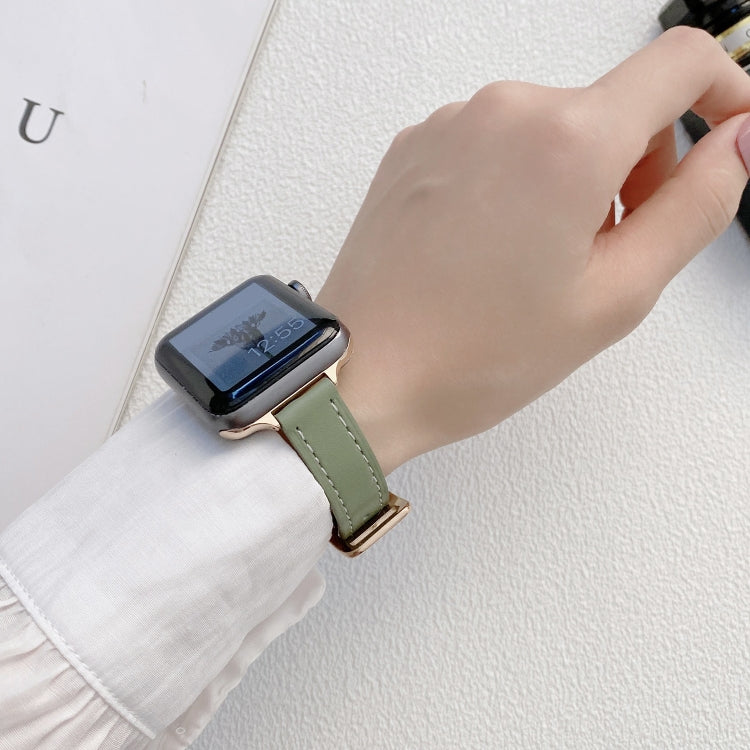 Plain Leather Watch Band For Apple Watch Series 9&8&7 41mm / SE 3&SE 2&6&SE&5&4 40mm / 3&2&1 38mm(G) by bashfashion