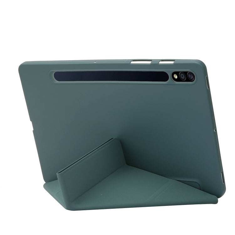 For Samsung Galaxy Tab S8 / S7 Deformation Silicone Leather Tablet Case(Dark Green) by bashfashion