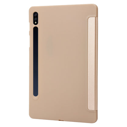 For Samsung Galaxy Tab S8 / S7 3-Fold Holder Silicone Leather Tablet Case(Gold) by bashfashion