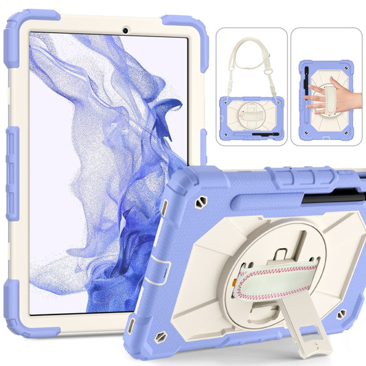 For Samsung Galaxy Tab S8 / Tab S7 Contrast Color Robot Silicone + PC Tablet Case(Lotus Root Purple Beige) by bashfashion