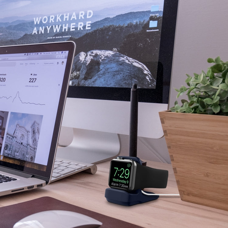 Silicone Charging Holder for Apple Watch(Midnight Blue) by bashfashion