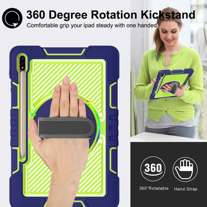 For Samsung Galaxy Tab A7 Lite 360 Degree Rotation Contrast Color Silicone + PC Tablet Case(Navy Blue+Yellow Green) by bashfashion