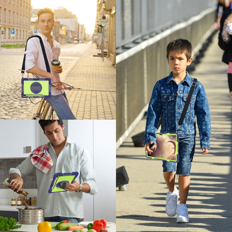 For Samsung Galaxy Tab A7 Lite 360 Degree Rotation Contrast Color Silicone + PC Tablet Case(Navy Blue+Yellow Green) by bashfashion