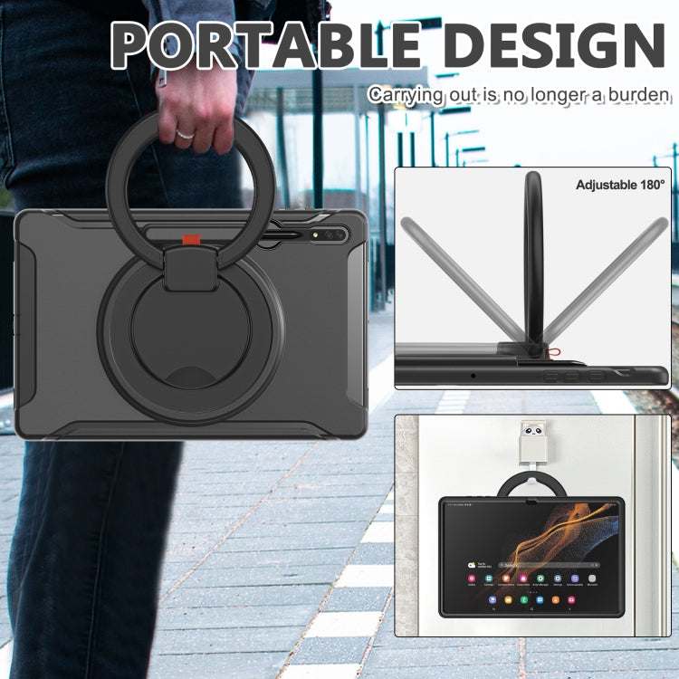 For Samsung Galaxy Tab S10 Ultra / S9 Ultra / S8 Ultra 360 Rotation Handle Grip TPU + PC Tablet Case(Black) by bashfashion