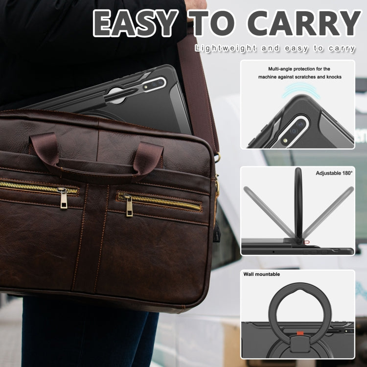 For Samsung Galaxy Tab S10 Ultra / S9 Ultra / S8 Ultra 360 Rotation Handle Grip TPU + PC Tablet Case(Black) by bashfashion