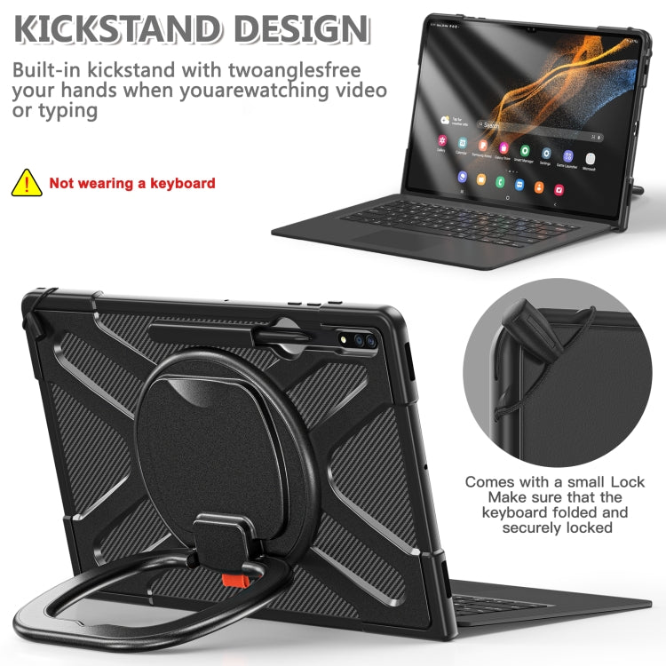 For Samsung Galaxy Tab S10 Ultra / S9 Ultra / S8 Ultra Rotary Handle Grip TPU + PC Tablet Case(Black) by bashfashion