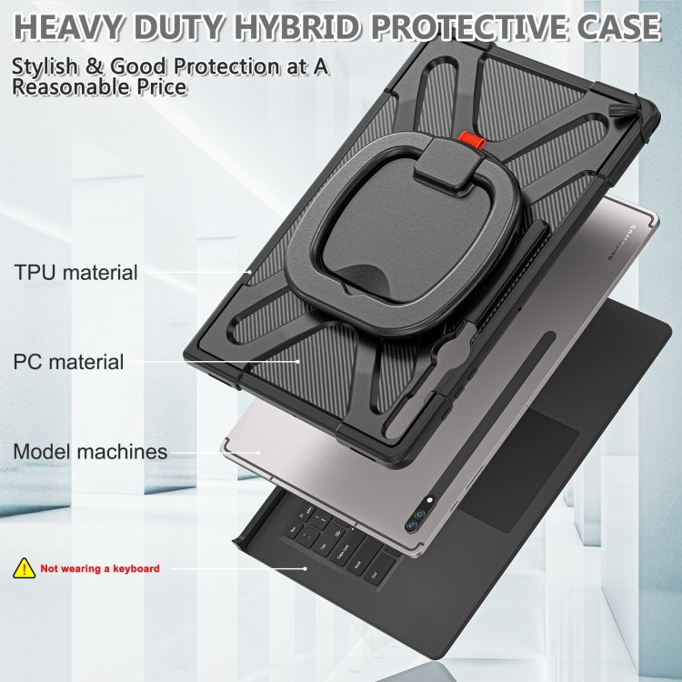 For Samsung Galaxy Tab S10 Ultra / S9 Ultra / S8 Ultra Rotary Handle Grip TPU + PC Tablet Case(Black) by bashfashion