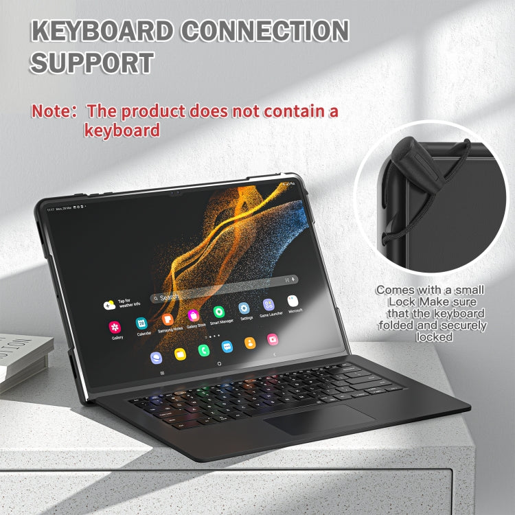 For Samsung Galaxy Tab S10 Ultra / S9 Ultra / S8 Ultra Rotary Handle Grip TPU + PC Tablet Case(Black) by bashfashion