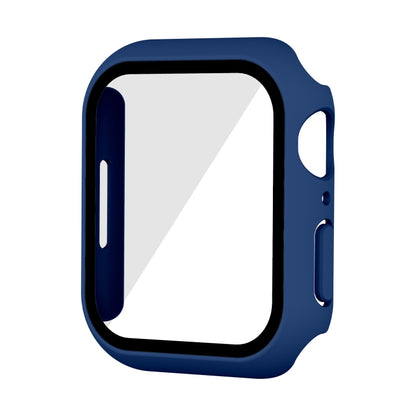 Waterproof PC+Tempered Film Watch Case For Apple Watch Series 9 / 8 / 7 41mm(Dark Blue) by bashfashion