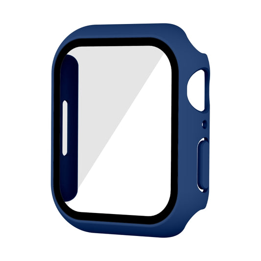 Waterproof PC+Tempered Film Watch Case For Apple Watch Series 9 / 8 / 7 41mm(Dark Blue) by bashfashion