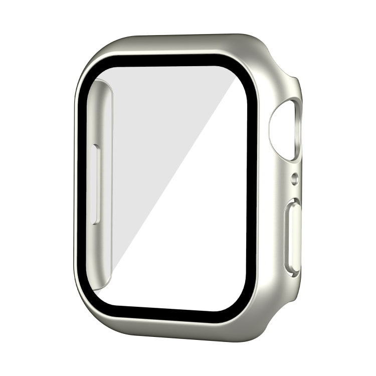 Waterproof PC+Tempered Film Watch Case For Apple Watch Series 9 / 8 / 7 41mm(Starlight Silver) by bashfashion