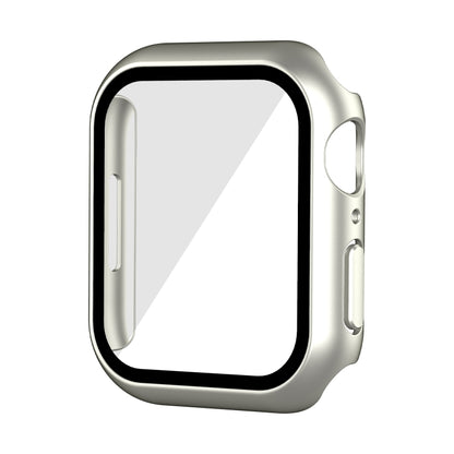 Waterproof PC+Tempered Film Watch Case For Apple Watch Series 9 / 8 / 7 41mm(Starlight Silver) by bashfashion