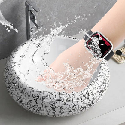 Waterproof PC+Tempered Film Watch Case For Apple Watch Series 9 / 8 / 7 45mm(Frosted Transparent) by bashfashion