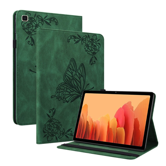 For Samsung Galaxy Tab A7 10.4 2020 SM-T500/T505 Butterfly Flower Embossed Leather Tablet Case(Green) by bashfashion