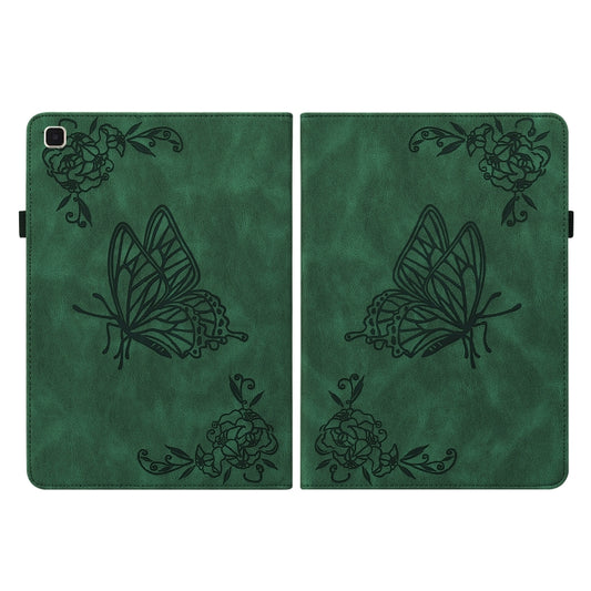 For Samsung Galaxy Tab A7 10.4 2020 SM-T500/T505 Butterfly Flower Embossed Leather Tablet Case(Green) by bashfashion