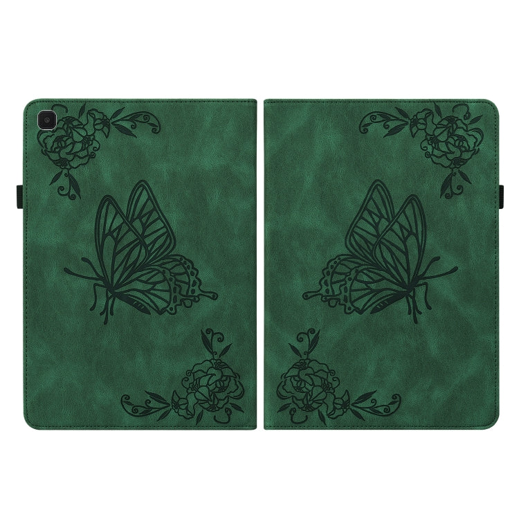 For Samsung Galaxy Tab A7 Lite T220/T225 Butterfly Flower Embossed Leather Tablet Case(Green) by bashfashion