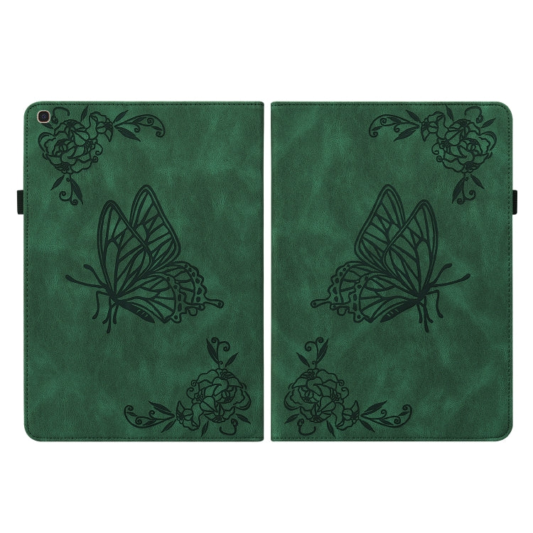 For Samsung Galaxy Tab A 10.1 2019 T510/T515 Butterfly Flower Embossed Leather Tablet Case(Green) by bashfashion
