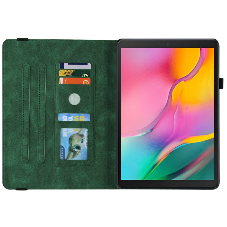 For Samsung Galaxy Tab A 10.1 2019 T510/T515 Butterfly Flower Embossed Leather Tablet Case(Green) by bashfashion