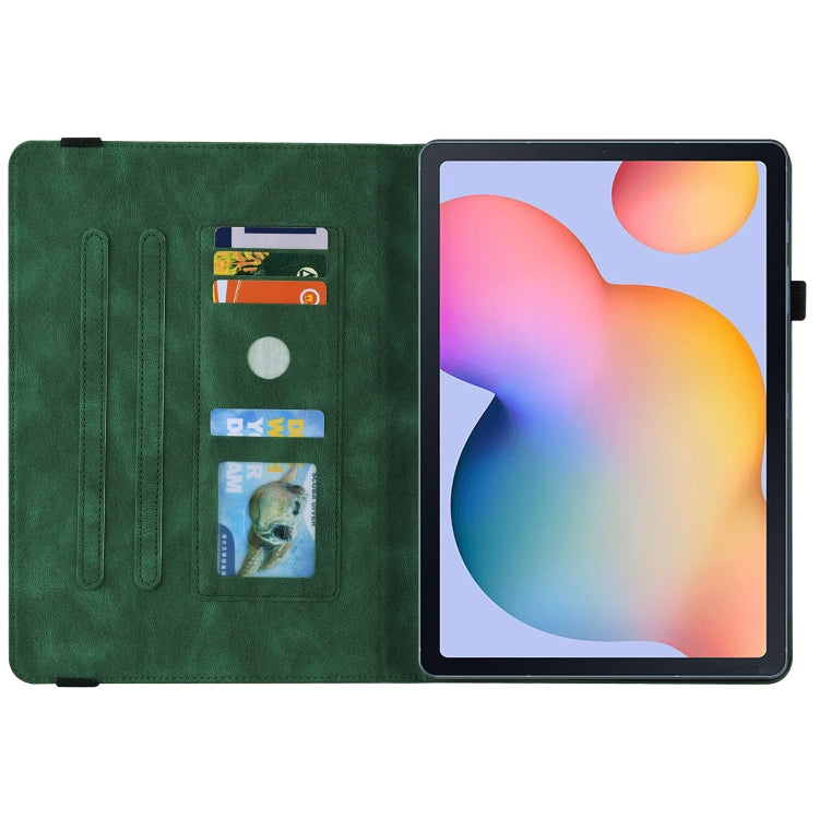 For Samsung Tab S6 Lite SM-P610/SM-P615 Butterfly Flower Embossed Leather Tablet Case(Green) by bashfashion