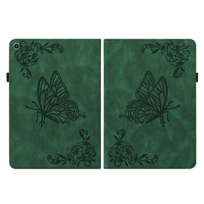 For Samsung Tab A 8.0 2019 T290/T295/T297 Butterfly Flower Embossed Leather Tablet Case(Green) by bashfashion