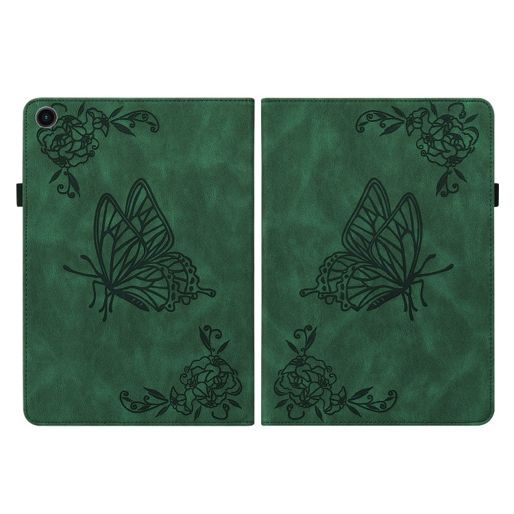 For Samsung Galaxy Tab A8 10.5 2021 Butterfly Flower Embossed Leather Tablet Case(Green) by bashfashion