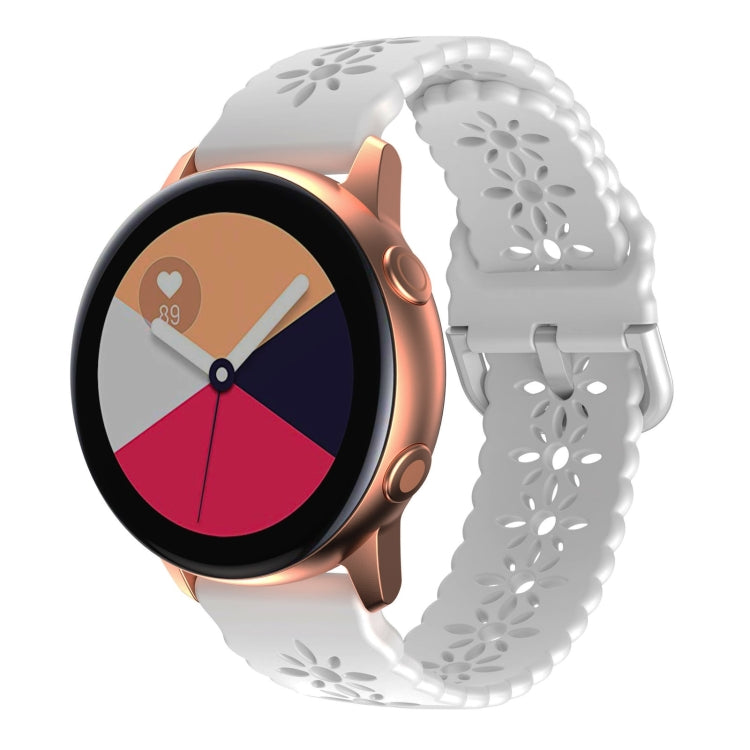 For Samsung Galaxy Watch4 40/44mm Plum Blossom Hollowed Silicone Watch Band(White) by bashfashion