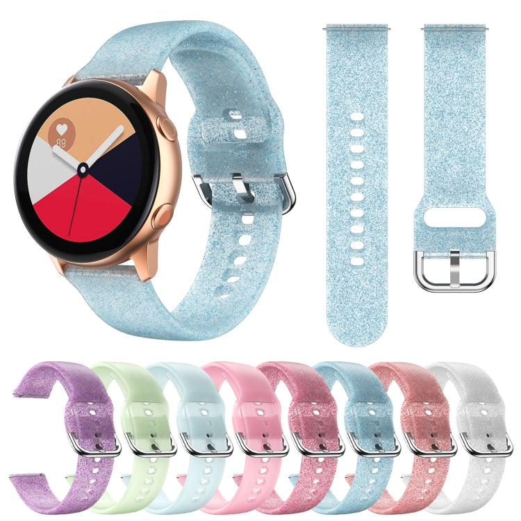 For Samsung Galaxy Watch4 Classic 42/46mm Silicone Watch Band(White Glitter) by bashfashion